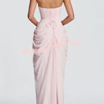 Cyra Back Lace-up Asymmetrical Pleats Strapless Slit Maxi Dress