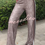 Rylee Colorblock Striped Star Print High Rise Elastic Waist Wide Leg Pants