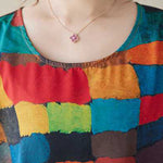 Loose Sleeveless Contrast Color Multi-Colored Plaid Round-Neck Midi Dresses