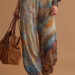 Vacation Retro Bohemian Print Chiffon Sleeveless Wide-Leg Jumpsuit