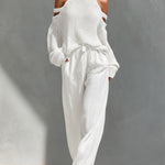 Canisse | High-neck mesh top and wide-leg trousers set
