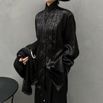Vintage Stand Collar Print Long Sleeve Shirt