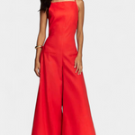Belén Ramie Wide-Leg Halter Jumpsuit with Straight Neckline