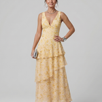 Gala | Deep V Sleeveless Painterly Pattern Midi Dress