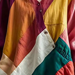Colorblock Patchwork Linen Loose Blouses Asymmetrical Summer