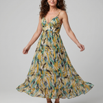 Quill | Spaghetti Strap Abstract Print Midi Dress