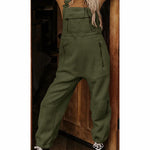 Women's Fleece Thermal Overalls With Zippered Pockets