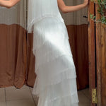 Party Queen Layered Tassel Design Off Shoulder Back Tie-up Maxi Dress