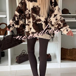 Soft and Fluffy Teddy Bear Fleece Material Contrast Color Long Sleeve Pocket Zipper Coat