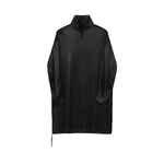 Half Turtleneck Mid-length Slit Silhouette Long-sleeved Loose Shirt