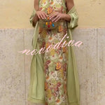 Riviera Unique Print Slit Tank Midi Dress and Satin Kimono Cover-up Two Pieces Set