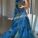 Ione Chiffon Ombr¨¦ Print Cowl Neck Top and High Rise Maxi Skirt Set with Scarf