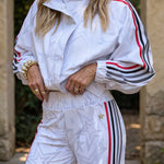 Rylee Colorblock Striped Star Print Zipper High Neck Pocket Sporty Jacket