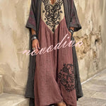 Boho Embroidered Maxi Dress & Cardigan Two-Piece Set