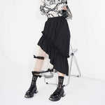 Contrast Color Panel Ruffled Mesh Skirt
