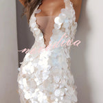 Sexiness and Elegance Sequin V-Neck Sleeveless Back Lace-up Mini Dress