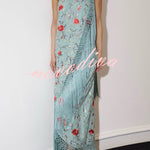 Floral Print Halter Neck Sleeveless Elegant Tassel Maxi Dress