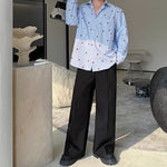 Blue Striped Heart Print Drape Shirt