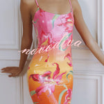 Fashionable Sequined Printed Suspender Slim-fit Mini Dress