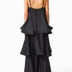 Soft and Smooth Satin Tiered Slip Square Neck A-line Maxi Dress