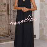 Solid Color Loose Sleeveless Casual Vacation Maxi Dress