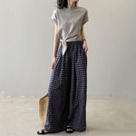 Retro Plaid Loose Casual Straight Wide-leg Pants