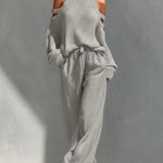 Canisse | High-neck mesh top and wide-leg trousers set