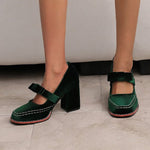 Square-toe Bow High Heels