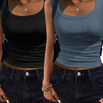Zeagoo Womens Tank Tops 2 Pack Ribbed Square Neck Shirts