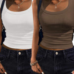 Zeagoo Womens Tank Tops 2 Pack Ribbed Square Neck Shirts