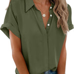 Zeagoo Womens Button Down Shirts Rolled Cuffed Shirt