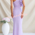 Fashionable Mesh Sleeveless One-shoulder Waist-revealing Maxi Dress