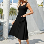 Zeagoo Floral Beach Sundress Casual A-Line Midi Tank Dresses