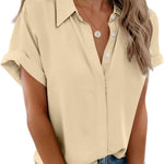 Zeagoo Womens Button Down Shirts Rolled Cuffed Shirt