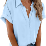 Zeagoo Womens Button Down Shirts Rolled Cuffed Shirt