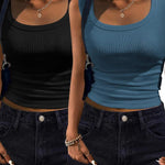 Zeagoo Womens Tank Tops 2 Pack Ribbed Square Neck Shirts