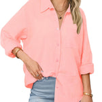 Zeagoo Womens Linen Button Down Shirts Long Sleeve Cotton Tops (US Only)