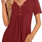 Zeagoo Tunic Tops V Neck Loose Fit Short Sleeve Shirt (DE Only)