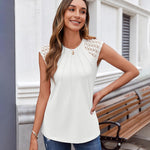 Zeagoo Women's Lace Cap Sleeve Tops Pleated Tank Tops