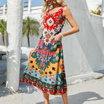 Zeagoo Floral Beach Sundress Casual A-Line Midi Tank Dresses