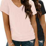 Zeagoo Women Casual Soft V Neck Basic Tee Tops