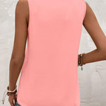 Zeagoo Summer Tank Top for Women Pleated High Neck Tops