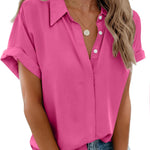 Zeagoo Womens Button Down Shirts Rolled Cuffed Shirt