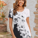 Zeagoo Women's Tunic Tops Short Sleeve Floral Boho Casual T Shirts