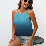 Zeagoo Womens Halter Neck Tank Tops Sleeveless Pleated Tops