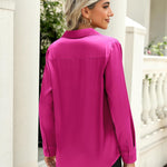 Zeagoo Satin Blouses Casual Long Sleeve Button Down Silk Shirts