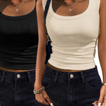 Zeagoo Womens Tank Tops 2 Pack Ribbed Square Neck Shirts