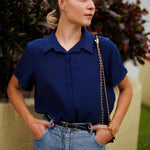 Zeagoo Womens Button Down Shirts Rolled Cuffed Shirt