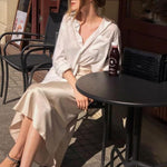 Zeagoo Satin Skirt Long High-Waisted Skirt Elegant Silk Midi Skirt (DE Only)