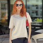 Zeagoo Womens Sweaters Short Sleeve Top Casual Knit Tops